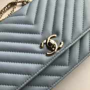 Chanel Lamb skin V-type chain Bag Blue bagsaa - 2