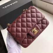 Chanel Flap Bag Lambskin Gold Hardware Wine Red 17cm Bagsaa - 3