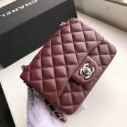 Chanel Flap Bag Lambskin Silver Hardware Wine Red 17cm Bagsaa - 5