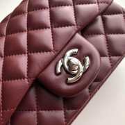 Chanel Flap Bag Lambskin Silver Hardware Wine Red 17cm Bagsaa - 6