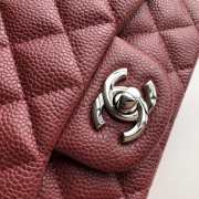 Chanel Flap Bag Caviar Silver Hardware Wine Red 17cm Bagsaa - 3