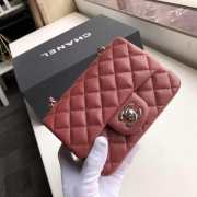 Chanel Flap Bag Caviar Silver Hardware Wine Red 17cm Bagsaa - 5