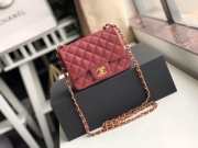 Chanel Flap Bag Caviar Gold Hardware Wine Red 17cm Bagsaa - 1