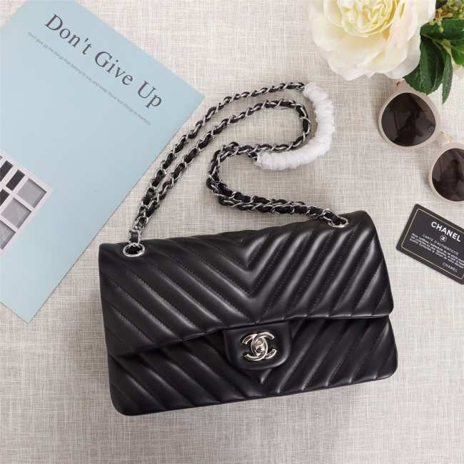 Chanel 25cm CF1112 Lambskin Black Bagsaa - 1