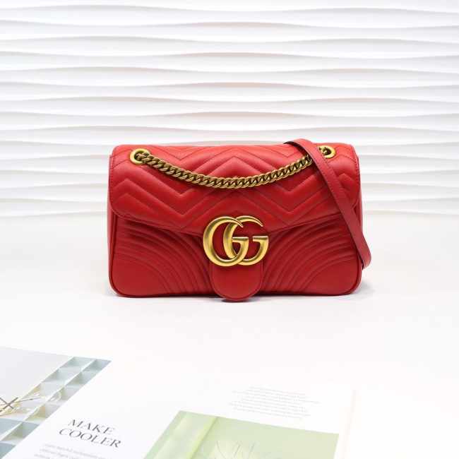 Gucci Marmont medium matelassé shoulder bag Red 443496 Bagsaa - 1