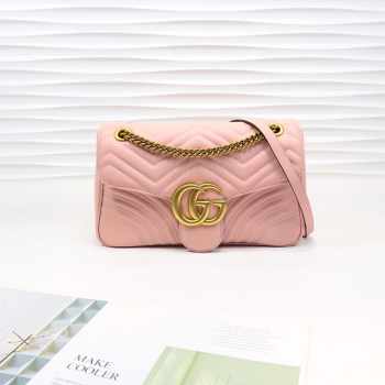 Gucci Marmont medium matelassé shoulder Pink bag 443496