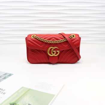 Gucci Marmont small matelassé shoulder bag 26cm Red 443497 Bagsaa