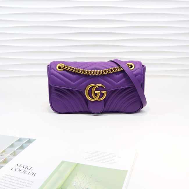 Gucci Marmont Small Matelassé Shoulder Bag Purple 26cm 443497 Bagsaa - 1