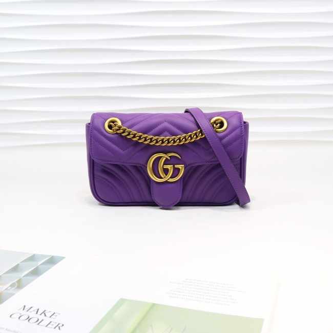 Gucci Marmont Mini Matelassé Shoulder Bag Purple 23cm 446744 Bagsaa - 1