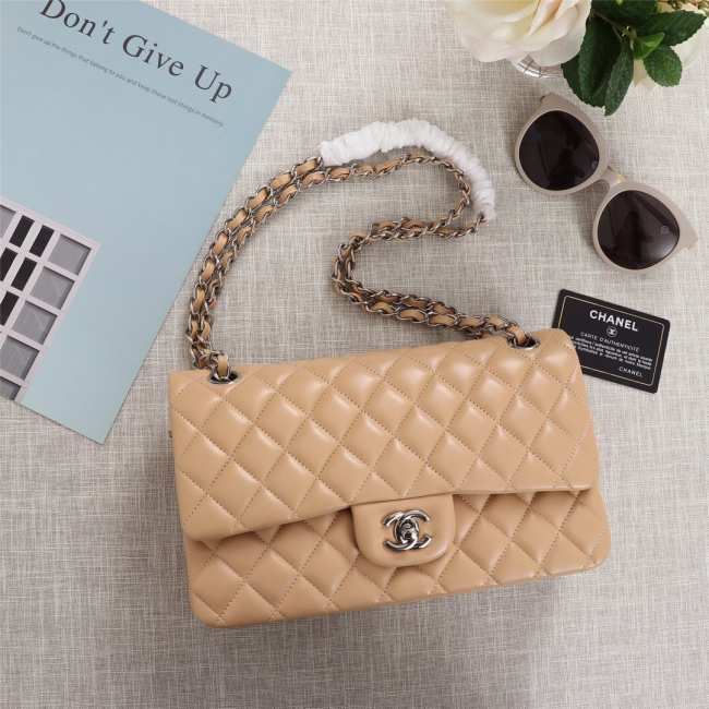 Chanel Flap Bag 25cm Apricot Silver Hardware Bagsaa - 1