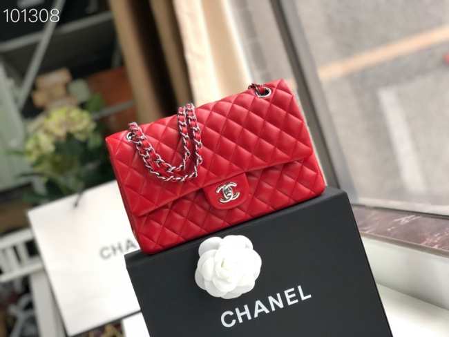 Chanel Flap Bag 25cm Red Silver Hardware Bagsaa - 1