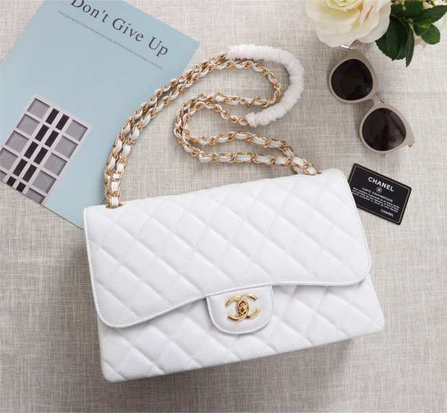 Chanel Flap Bag 1113 30cm Cavier White Gold Hardware - 1