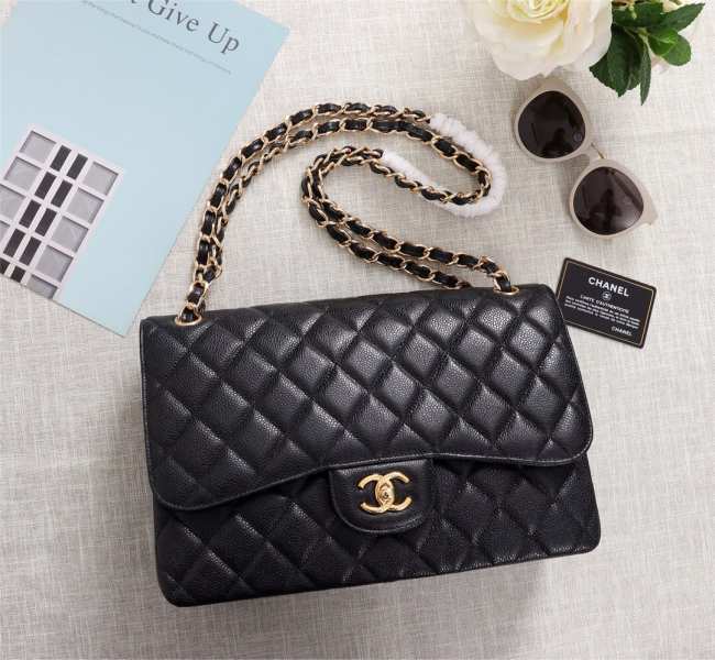 Chanel Flap Bag 1113 30cm Cavier Black Gold Hardware - 1