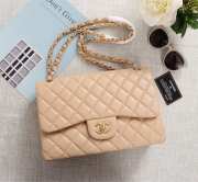 Chanel Flap Bag 1113 30cm Lambskin Apricot Gold Hardware - 1