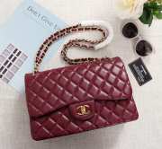 Chanel Flap Bag 1113 30cm Lambskin Wine Red Gold Hardware - 1