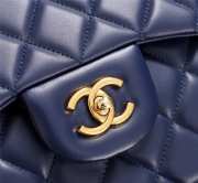 Chanel Flap Bag 1113 30cm Lambskin Blue Gold Hardware - 3