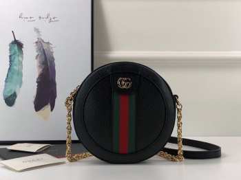 Gucci Ophidia mini GG round shoulder Leather bag 550618 Black