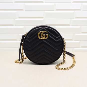 Gucci GG Marmont mini round shoulder bag Black 550154