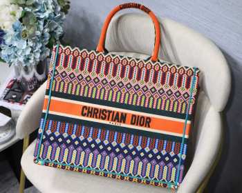 Dior Multicolor Canvas Book Tote Bag