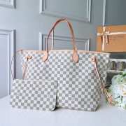 Louis Vuitton original Neverfull bag N41361 white grid with apricot  - 1