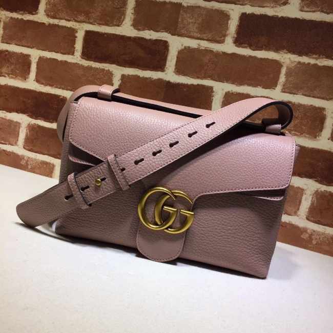 Gucci GG Marmont Leather Shoulder Bag 401173 Pink - 1