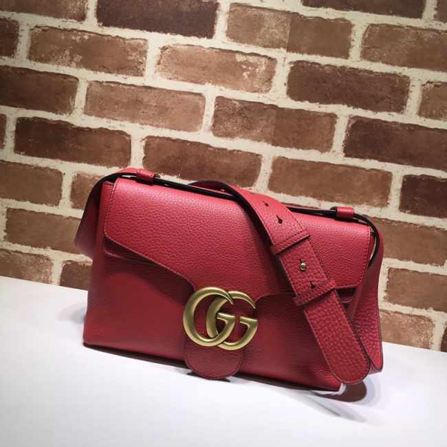 Gucci GG Marmont Leather Shoulder Bag 401173 Red - 1