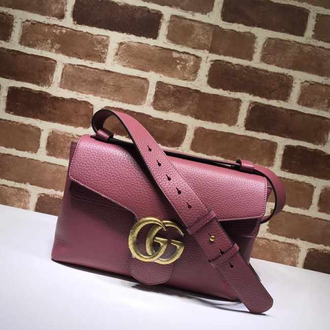 Gucci GG Marmont Leather Shoulder Bag 401173 Rose Red - 1