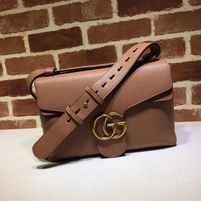 Gucci GG Marmont Leather Shoulder Bag 401173 Brown - 1