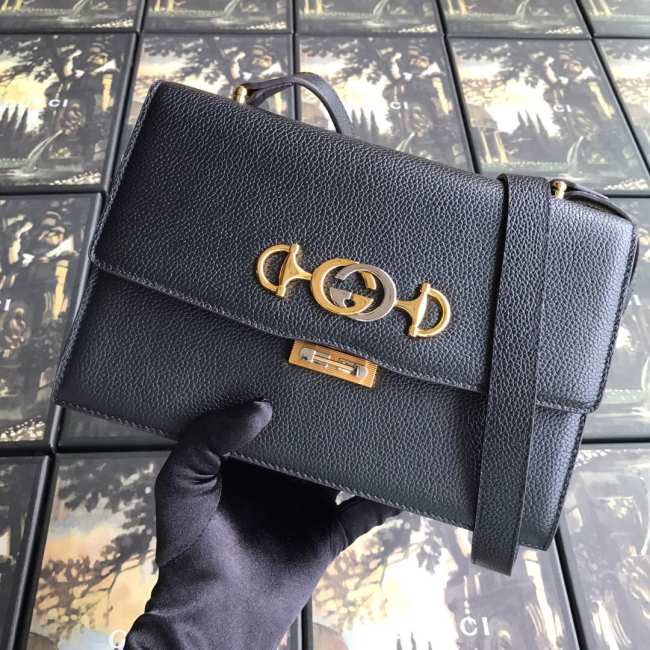 GUCCI ZUMI GRAINY LEATHER SMALL SHOULDER BAG Black - 1