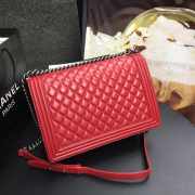 Chanel Leboy bag Lambskin silver hardware Red - 6