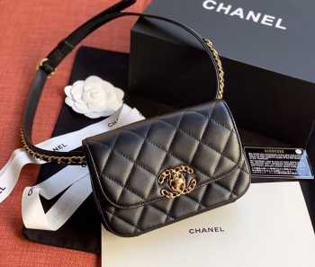 Chanel 19 Lambskin Waist Bag Black 17cm