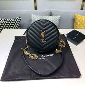 YSL Vinyle Round Camera Bag Black