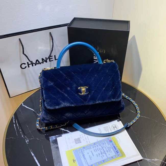 Chanel Coco Handle Bag 28cm Blue - 1