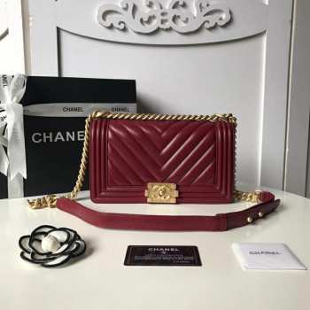 Chanel Leboy Lambskin 25cm Wine Red