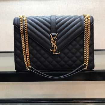 YSL Envelope Large Bag black gold hardware