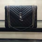 YSL Envelope Large Bag black silver hardware - 1