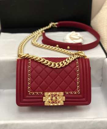 Chanel Leboy Bag Red with Gold Hardware 20cm 