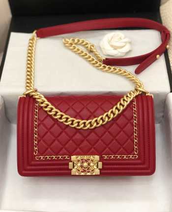 Chanel Leboy Bag Red with Gold Hardware 25cm