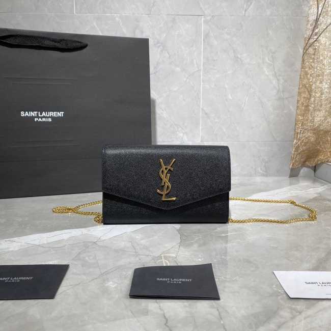 YSL UPTOWN Chain Wallet Black with Gold Hardware - 1