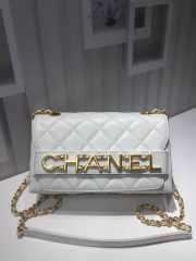 Chanel small flap bag calfskin goldtone metal white - 1