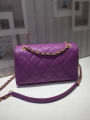 Chanel small flap bag calfskin goldtone metal purple - 6