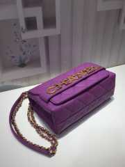 Chanel small flap bag calfskin goldtone metal purple - 4