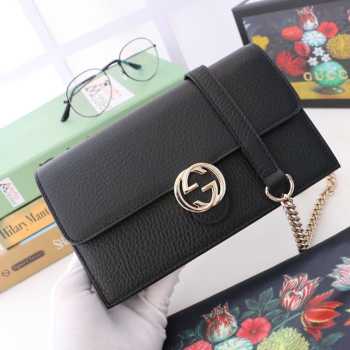 Gucci 510314 Black Leather Interlocking Bag