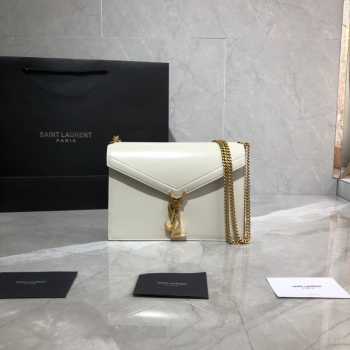 YSL Saint Laurent Cassandra Clasp Bag White