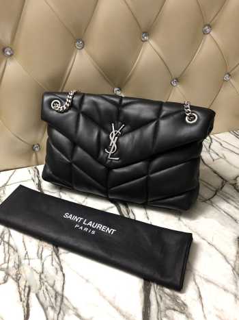 YSL Loulou Puffer Handbag 35cm Black Silver Hardware