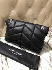 YSL Loulou Puffer Handbag 35cm Black Silver Hardware - 2