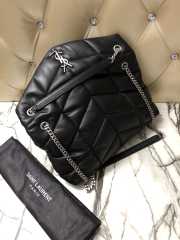 YSL Loulou Puffer Handbag 35cm Black Silver Hardware - 4