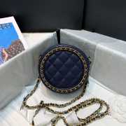 Chanel Round Chain Bag 12cm Navy Blue - 3