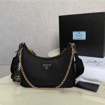 Prada Nylon Hobo Bag 22cm Gold Hardware