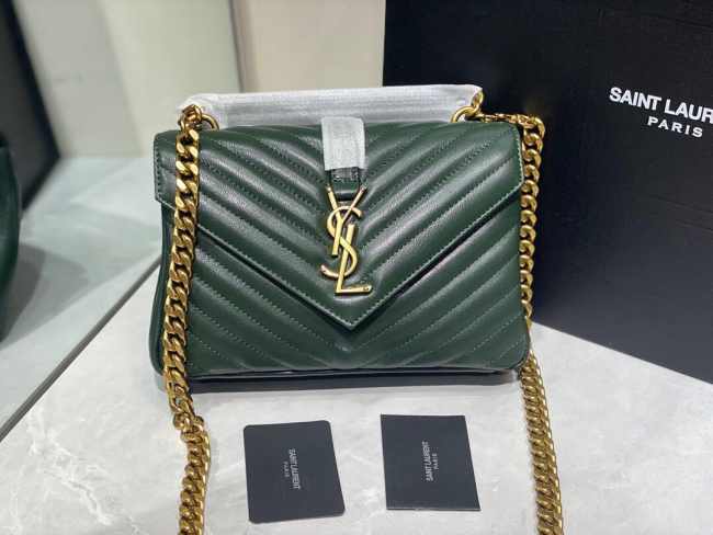 YSL Monogram College Bag Green 24cm - 1